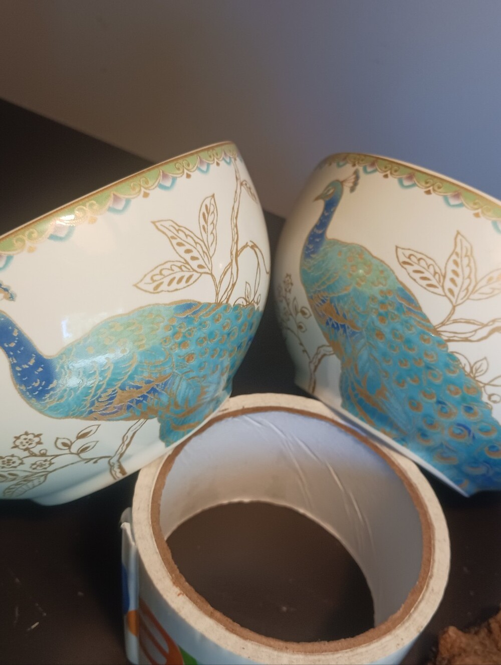 2 Vintage 222 Fifth cereal Bowls Soups Peacock Garden